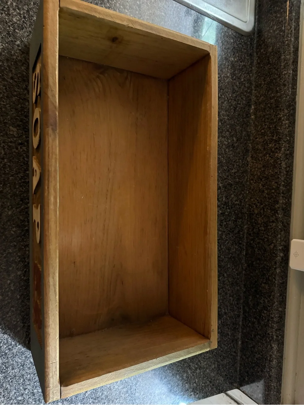 Rustic 'SOAP' Wooden Storage Box - Blue and Natural Wood
